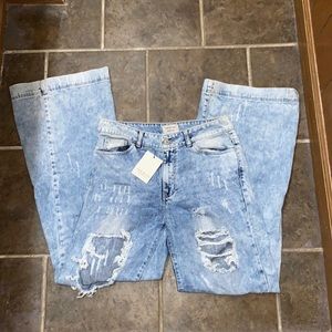 Wide Leg Acid Wash Jeans